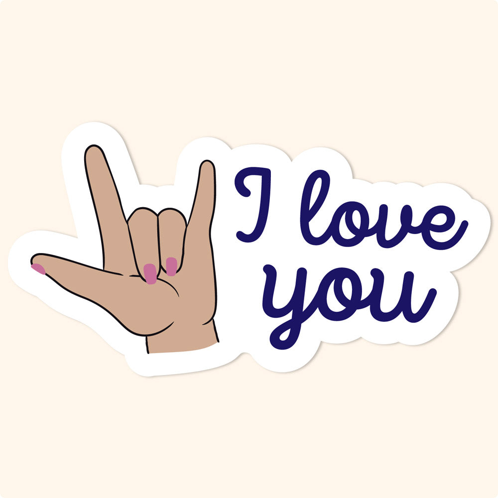 I Love You Sign Language Pink Sticker